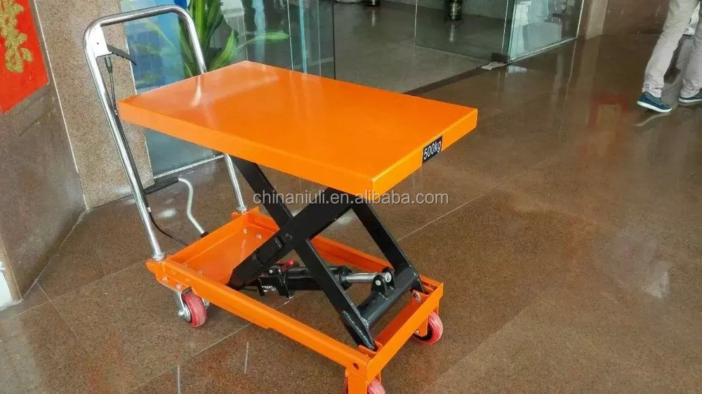NIULI Warehouse 300kg Carro de mesa elevadora de tijera mecánica hidráulica manual