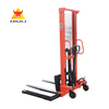 NIULI Hand Pallet Lifter Stacker Carretilla elevadora hidráulica Wide Straddle Manual Stacker con pata ajustable